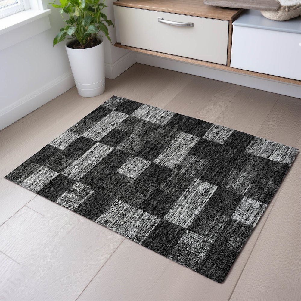 Premium Machine Washable Mayfield AMF1139 Black 1'8" x 2'6" Rug. Picture 5