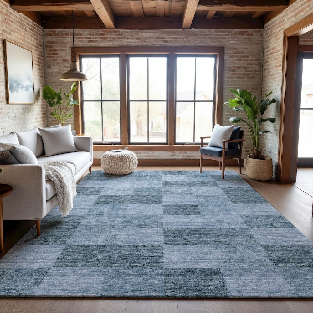 Premium Machine Washable Mayfield AMF1139 Denim 2'6" x 3'10" Rug. Picture 5