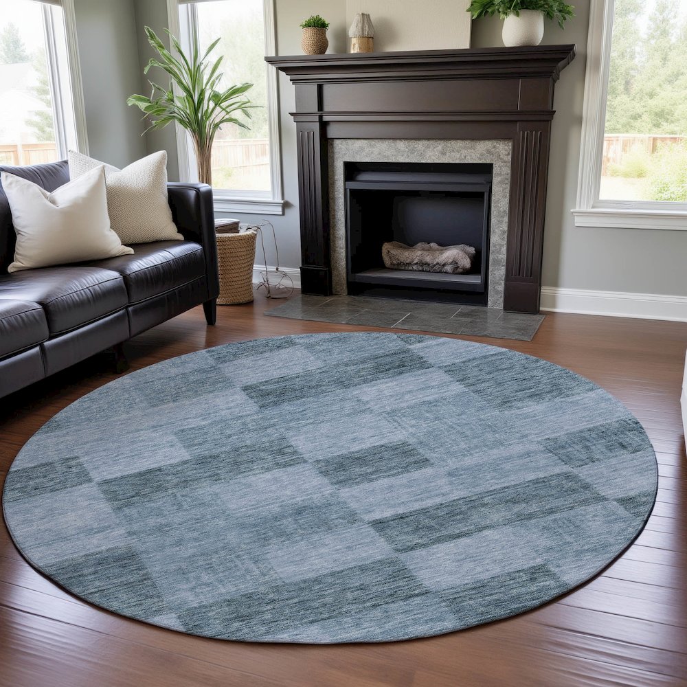 Premium Machine Washable Mayfield AMF1139 Denim 8' x 8' Round Rug. Picture 5