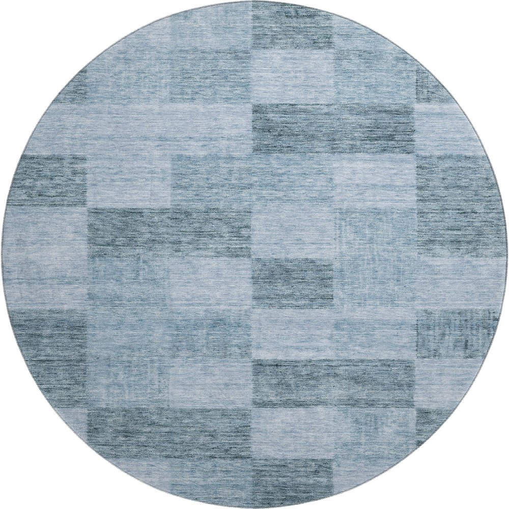 Premium Machine Washable Mayfield AMF1139 Denim 8' x 8' Round Rug. Picture 1