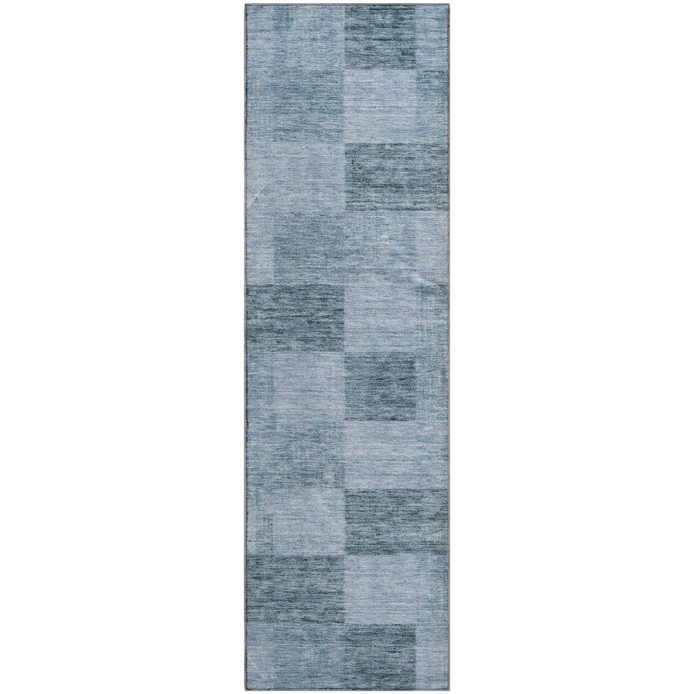 Premium Machine Washable Mayfield AMF1139 Denim 2'3" x 7'6" Runner Rug. Picture 1