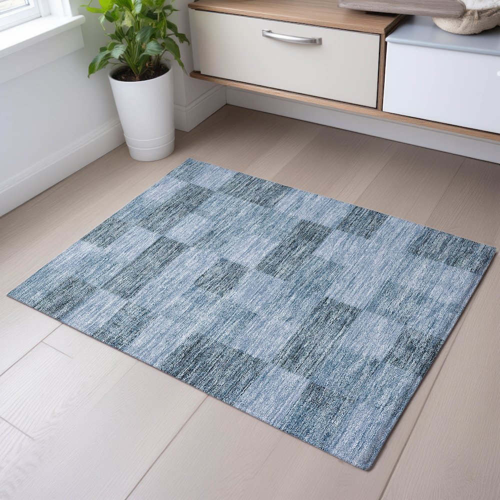 Premium Machine Washable Mayfield AMF1139 Denim 1'8" x 2'6" Rug. Picture 5