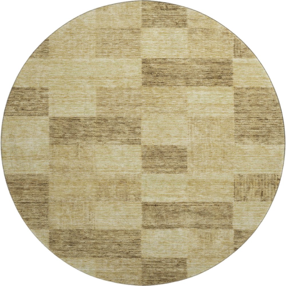 Premium Machine Washable Mayfield AMF1139 Gold 8' x 8' Round Rug. Picture 1