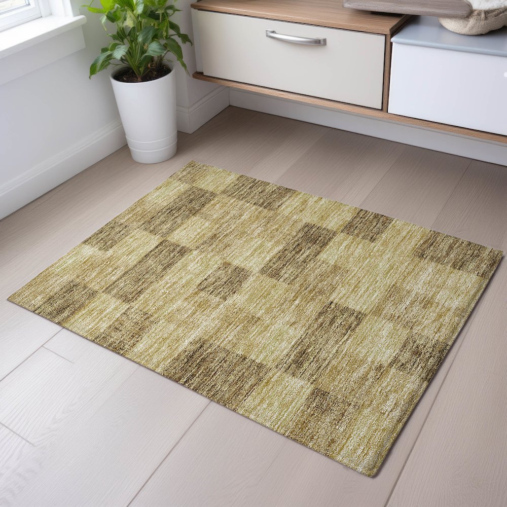 Premium Machine Washable Mayfield AMF1139 Gold 1'8" x 2'6" Rug. Picture 5