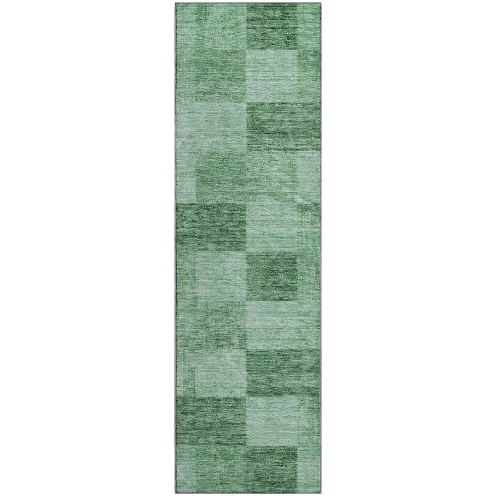 Premium Machine Washable Mayfield AMF1139 Green 2'3" x 7'6" Runner Rug. Picture 1