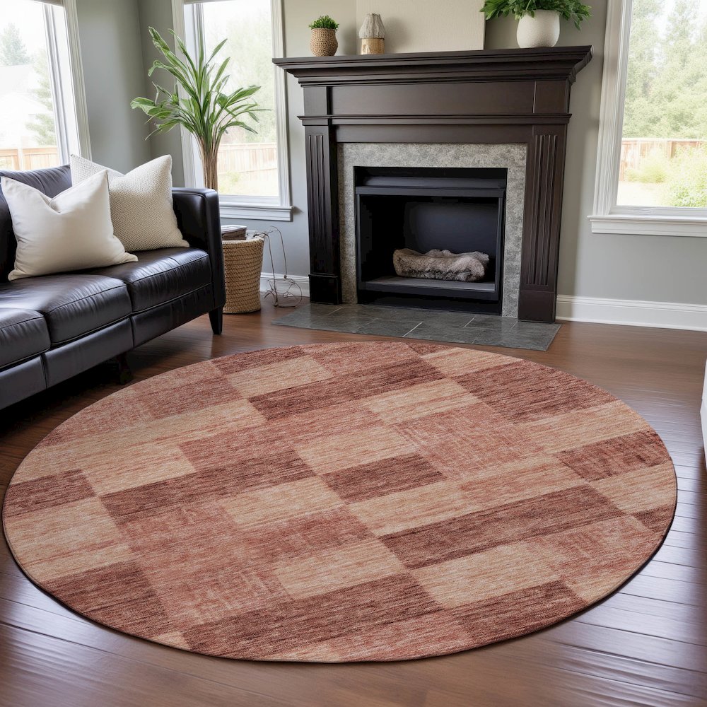 Premium Machine Washable Mayfield AMF1139 Paprika 8' x 8' Round Rug. Picture 5
