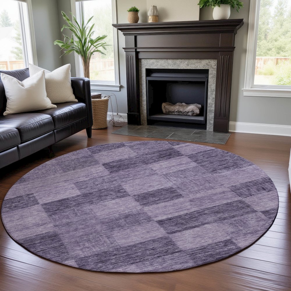 Premium Machine Washable Mayfield AMF1139 Purple 8' x 8' Round Rug. Picture 5