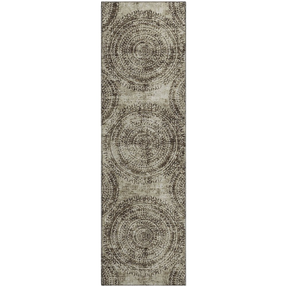 Premium Machine Washable Mayfield  Brown 2'3" x 7'6" Runner Rug. Picture 1