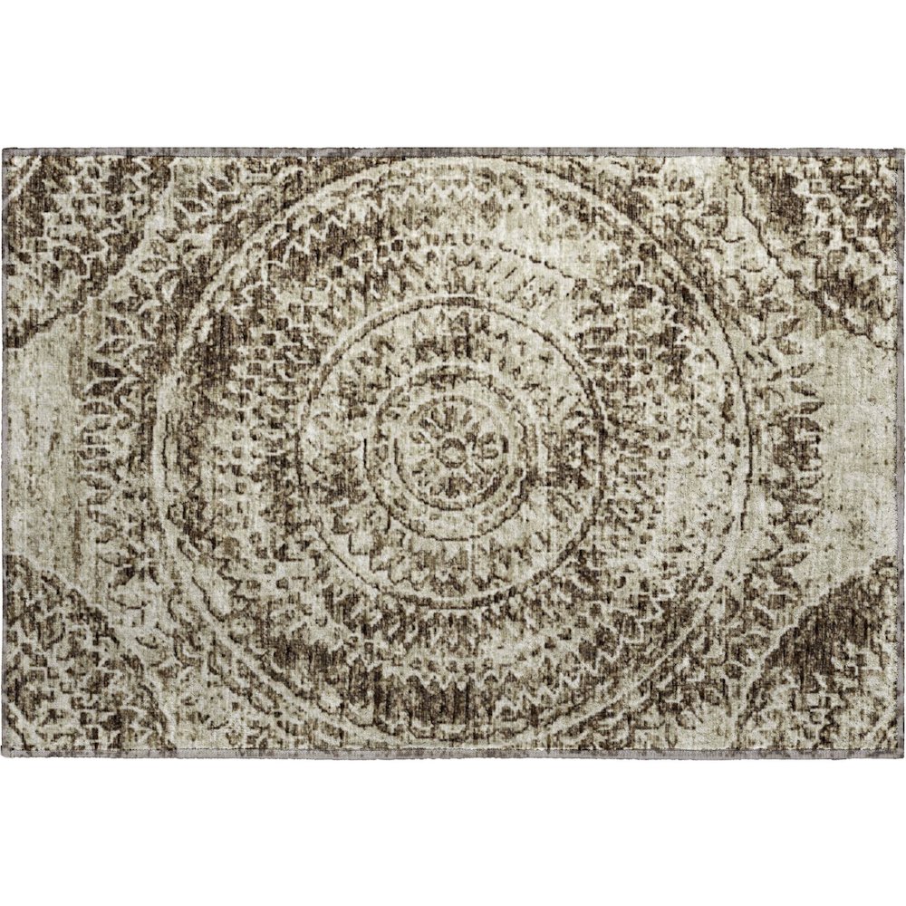 Premium Machine Washable Mayfield  Brown 1'8" x 2'6" Rug. Picture 1