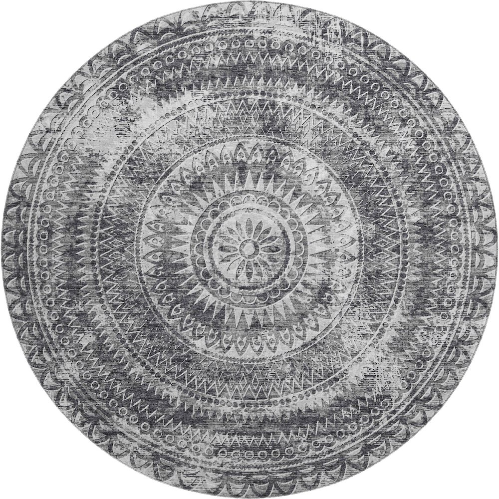 Premium Machine Washable Mayfield  Gray 8' x 8' Round Rug. Picture 1