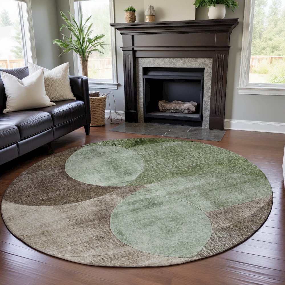 Premium Machine Washable Mayfield AMF1140 Aloe 8' x 8' Round Rug. Picture 5