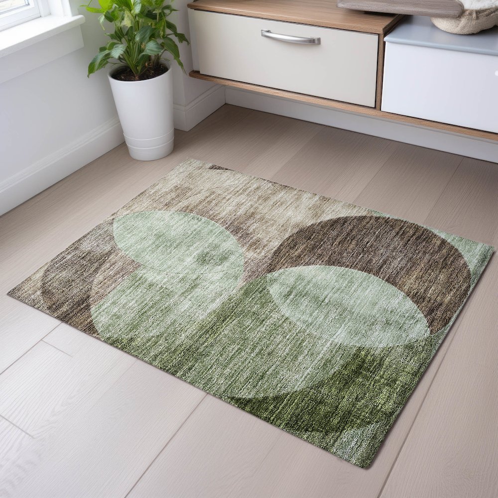 Premium Machine Washable Mayfield AMF1140 Aloe 1'8" x 2'6" Rug. Picture 5