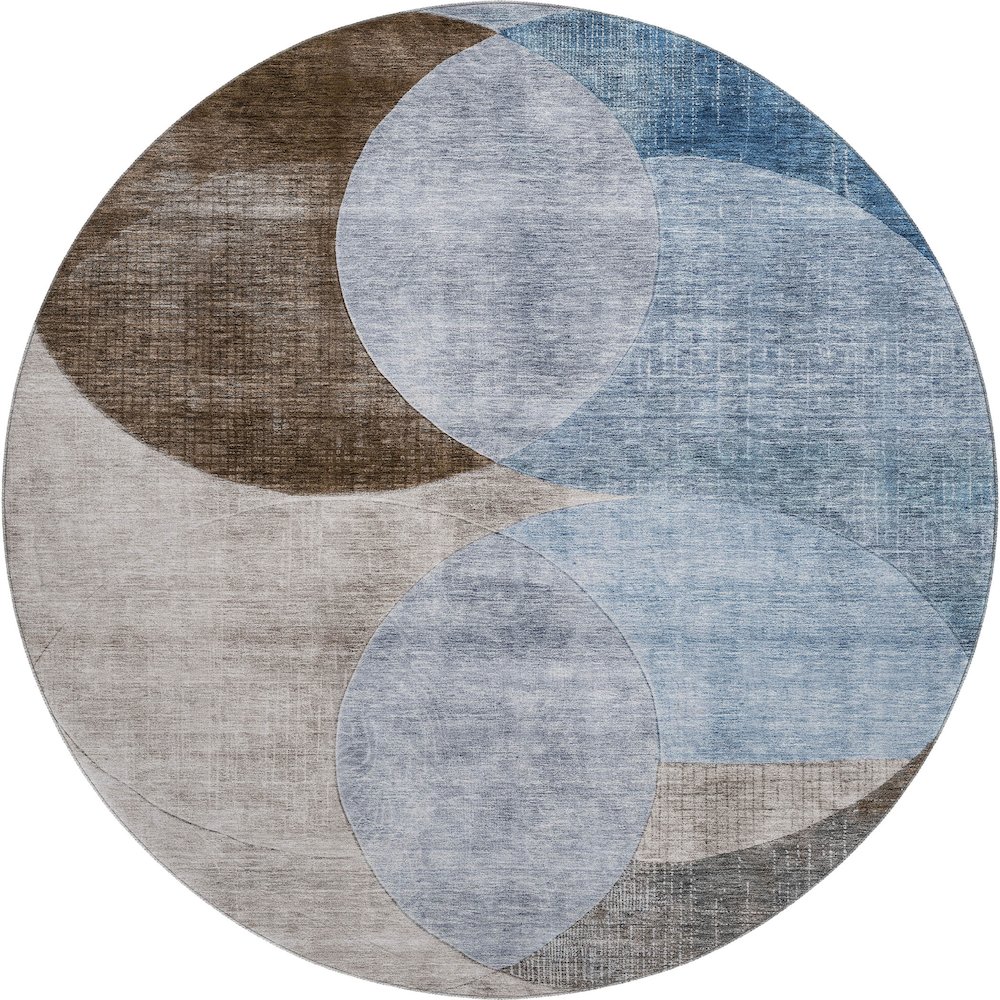 Premium Machine Washable Mayfield AMF1140 Denim 8' x 8' Round Rug. Picture 1