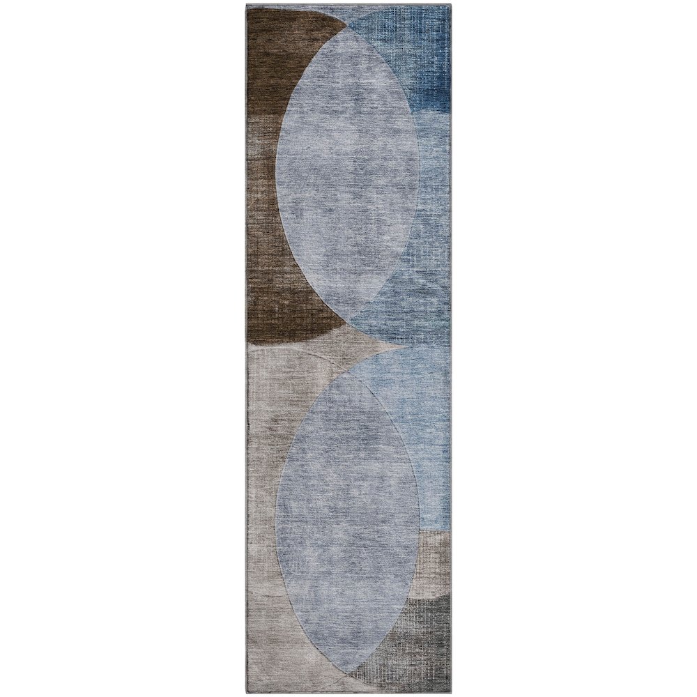 Premium Machine Washable Mayfield AMF1140 Denim 2'3" x 7'6" Runner Rug. Picture 1