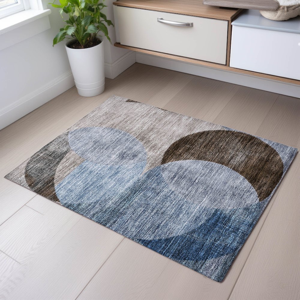 Premium Machine Washable Mayfield AMF1140 Denim 1'8" x 2'6" Rug. Picture 5