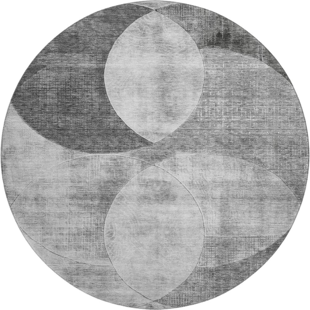 Premium Machine Washable Mayfield AMF1140 Gray 8' x 8' Round Rug. Picture 1