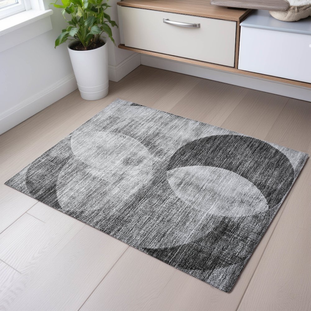 Premium Machine Washable Mayfield AMF1140 Gray 1'8" x 2'6" Rug. Picture 5