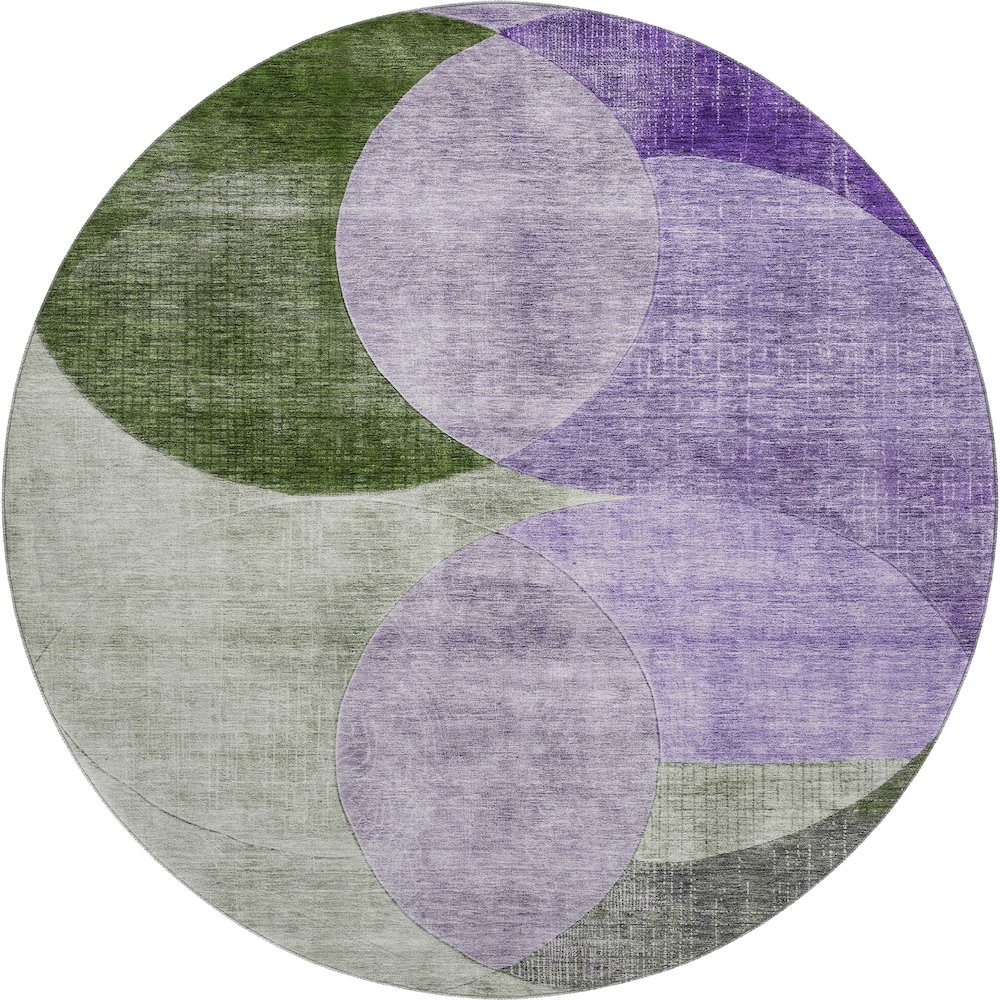Premium Machine Washable Mayfield AMF1140 Lavender 8' x 8' Round Rug. Picture 1