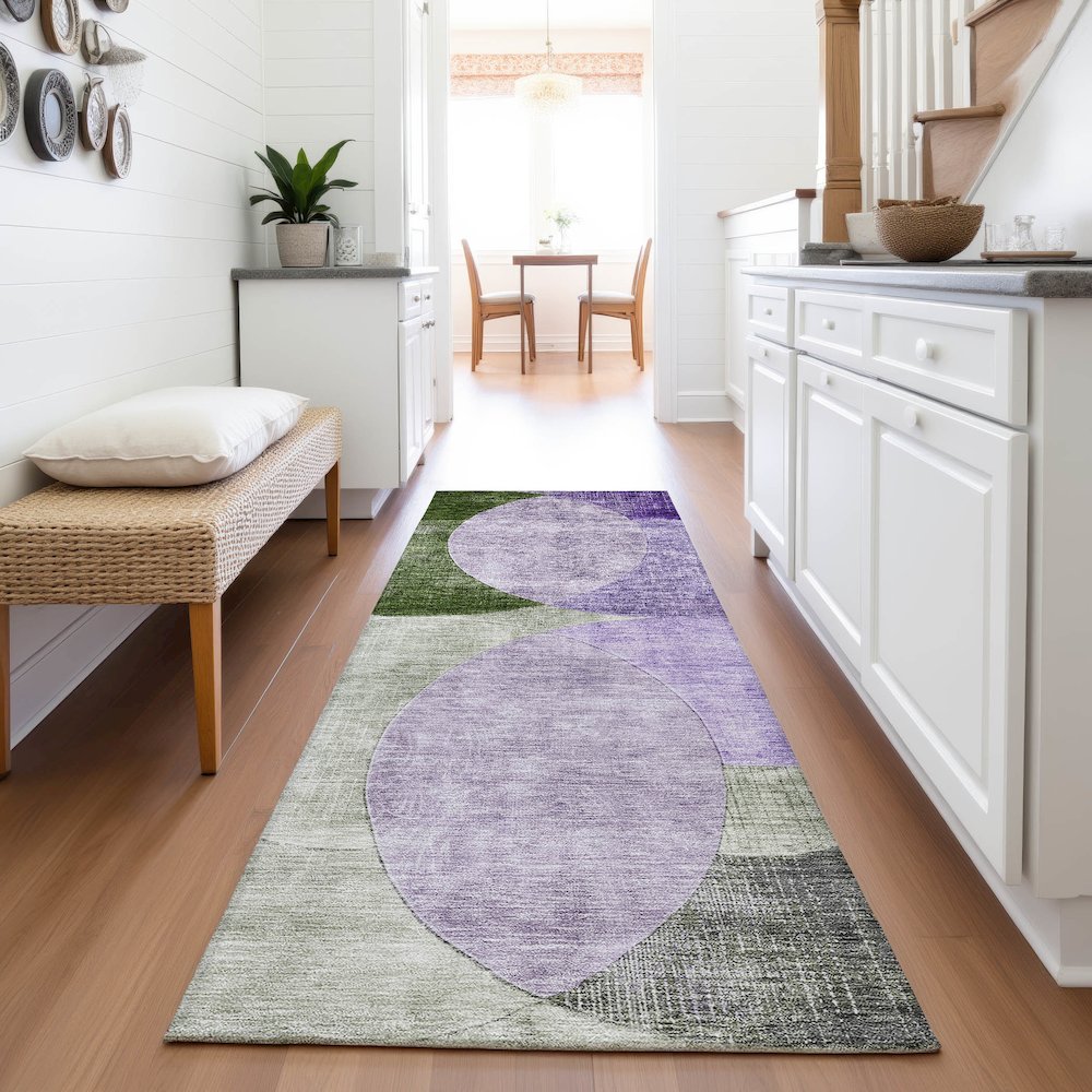 Premium Machine Washable Mayfield AMF1140 Lavender 2'3" x 7'6" Runner Rug. Picture 5