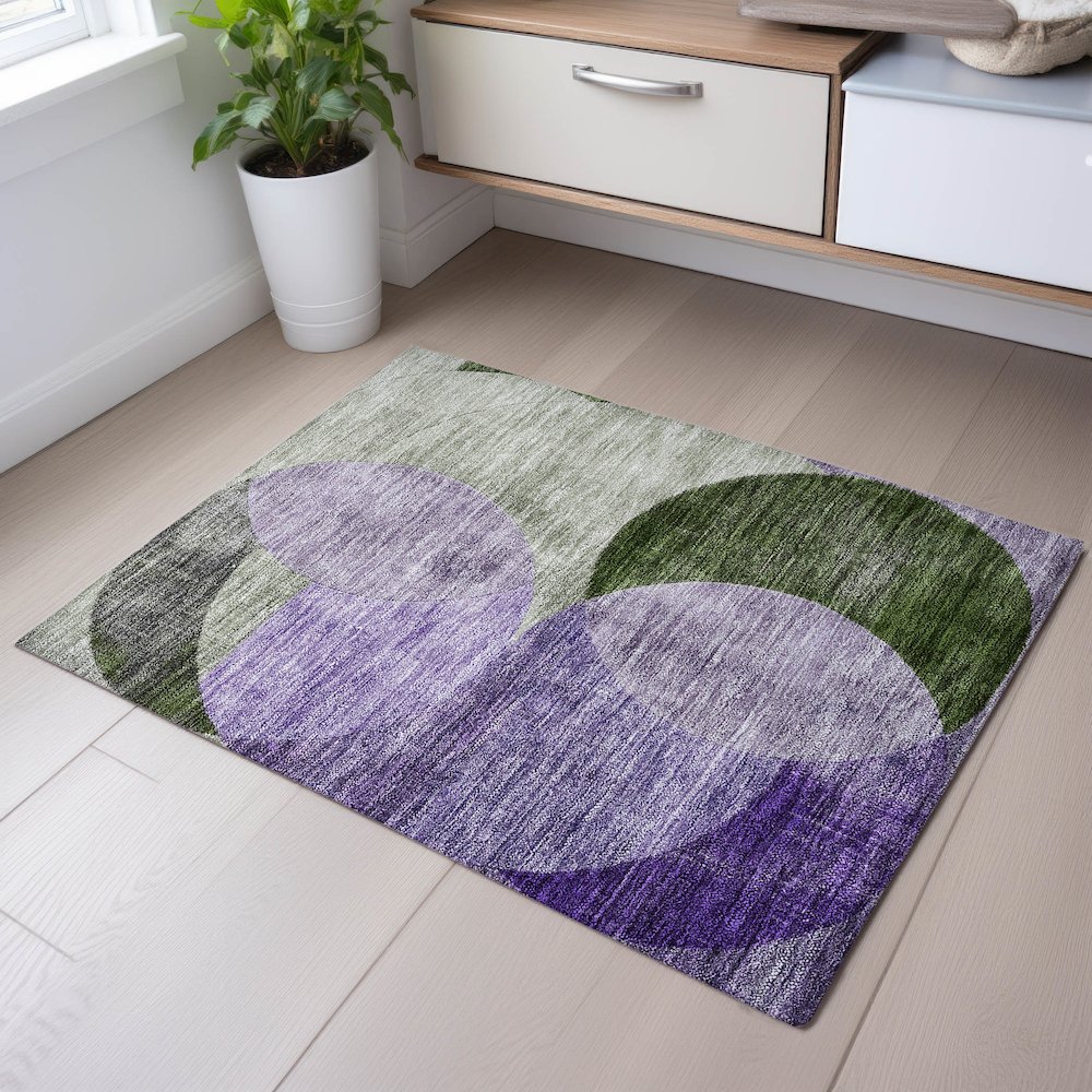 Premium Machine Washable Mayfield AMF1140 Lavender 1'8" x 2'6" Rug. Picture 5