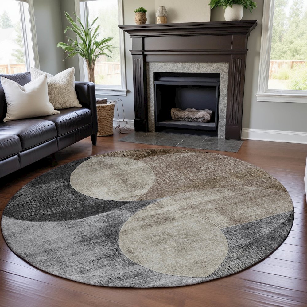 Premium Machine Washable Mayfield AMF1140 Pewter 8' x 8' Round Rug. Picture 5