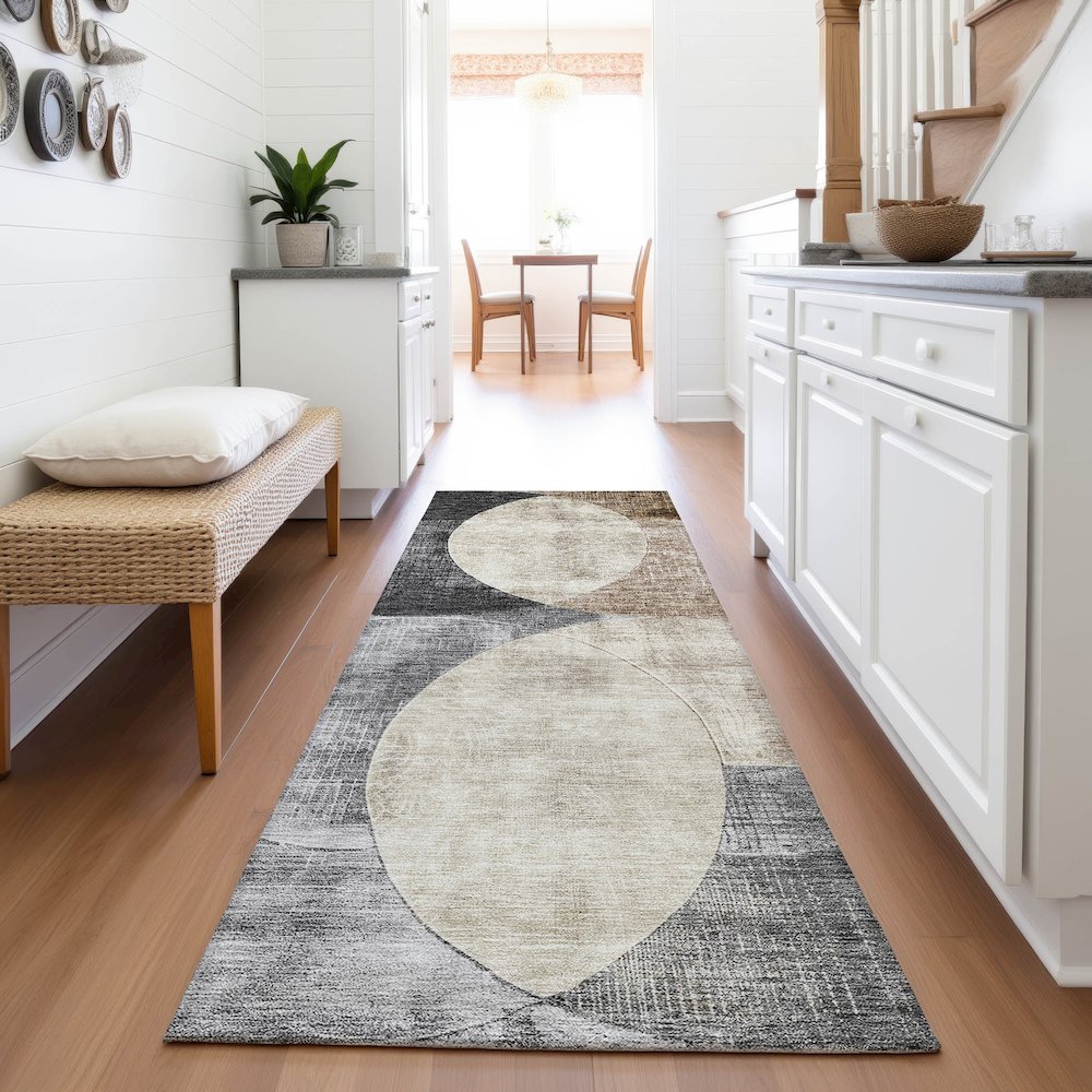 Premium Machine Washable Mayfield AMF1140 Pewter 2'3" x 7'6" Runner Rug. Picture 5