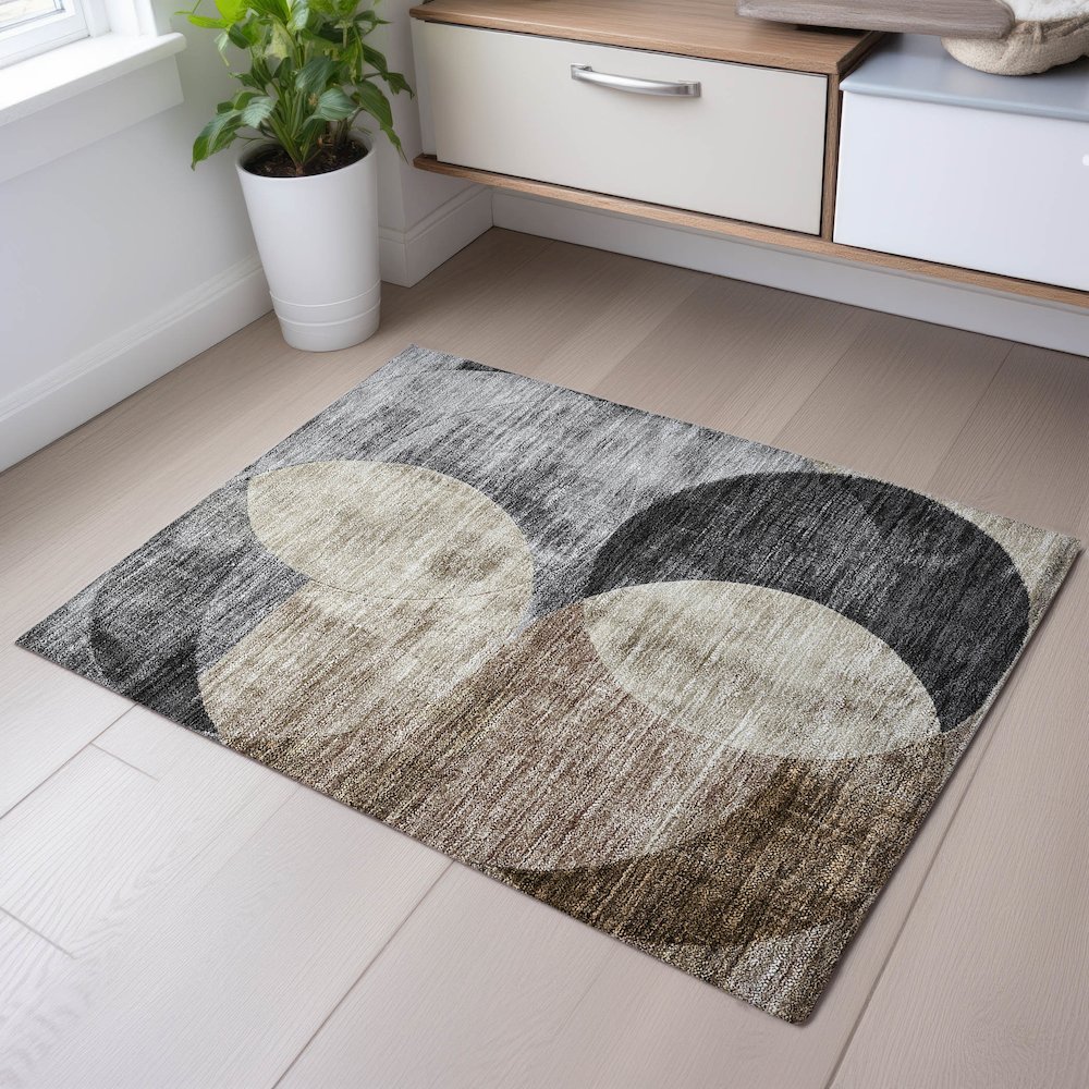 Premium Machine Washable Mayfield AMF1140 Pewter 1'8" x 2'6" Rug. Picture 5