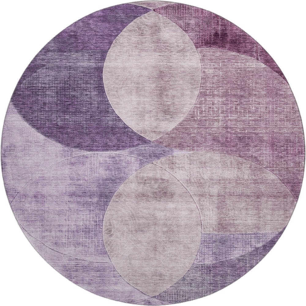 Premium Machine Washable Mayfield AMF1140 Purple 8' x 8' Round Rug. Picture 1