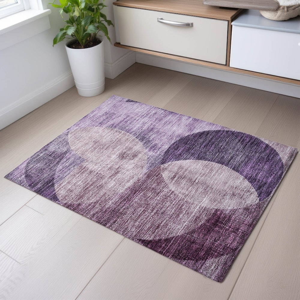 Premium Machine Washable Mayfield AMF1140 Purple 1'8" x 2'6" Rug. Picture 5