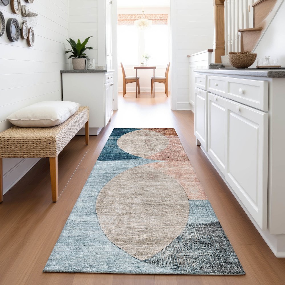 Premium Machine Washable Mayfield AMF1140 Rust 2'3" x 7'6" Runner Rug. Picture 5