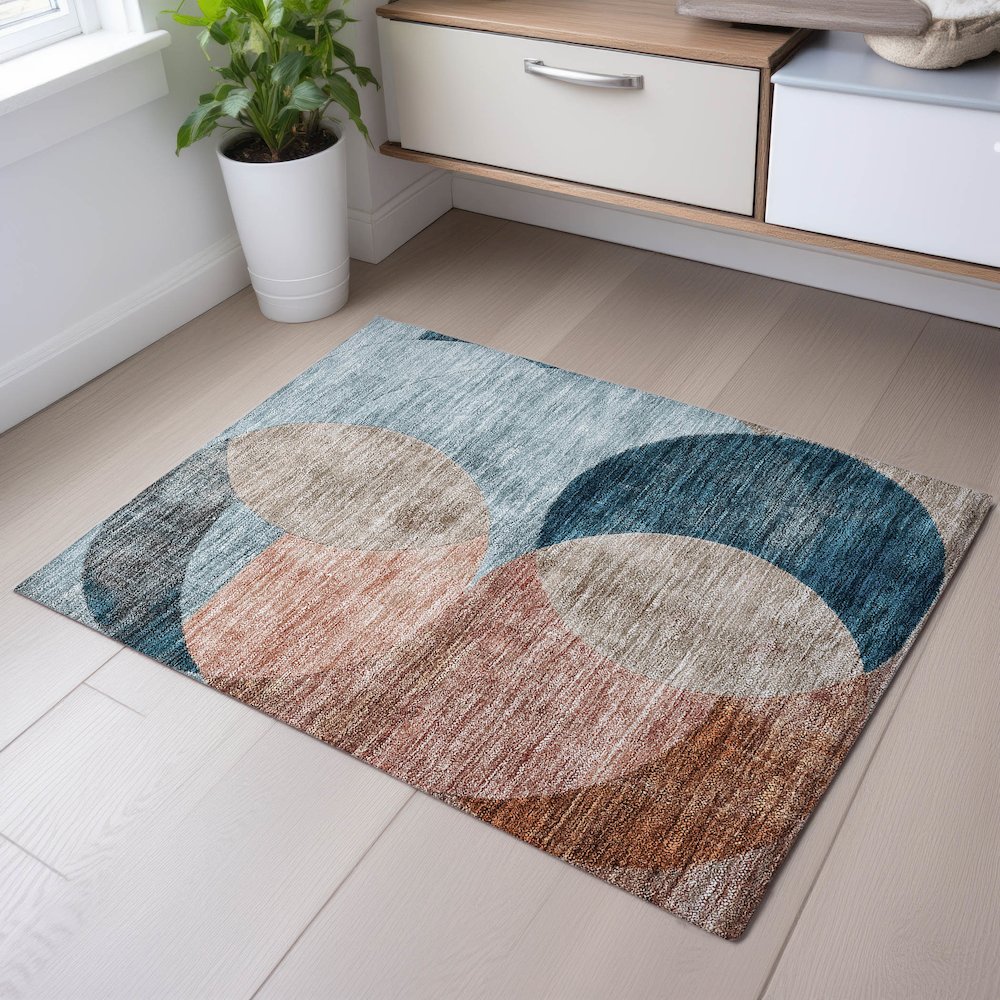 Premium Machine Washable Mayfield AMF1140 Rust 1'8" x 2'6" Rug. Picture 5