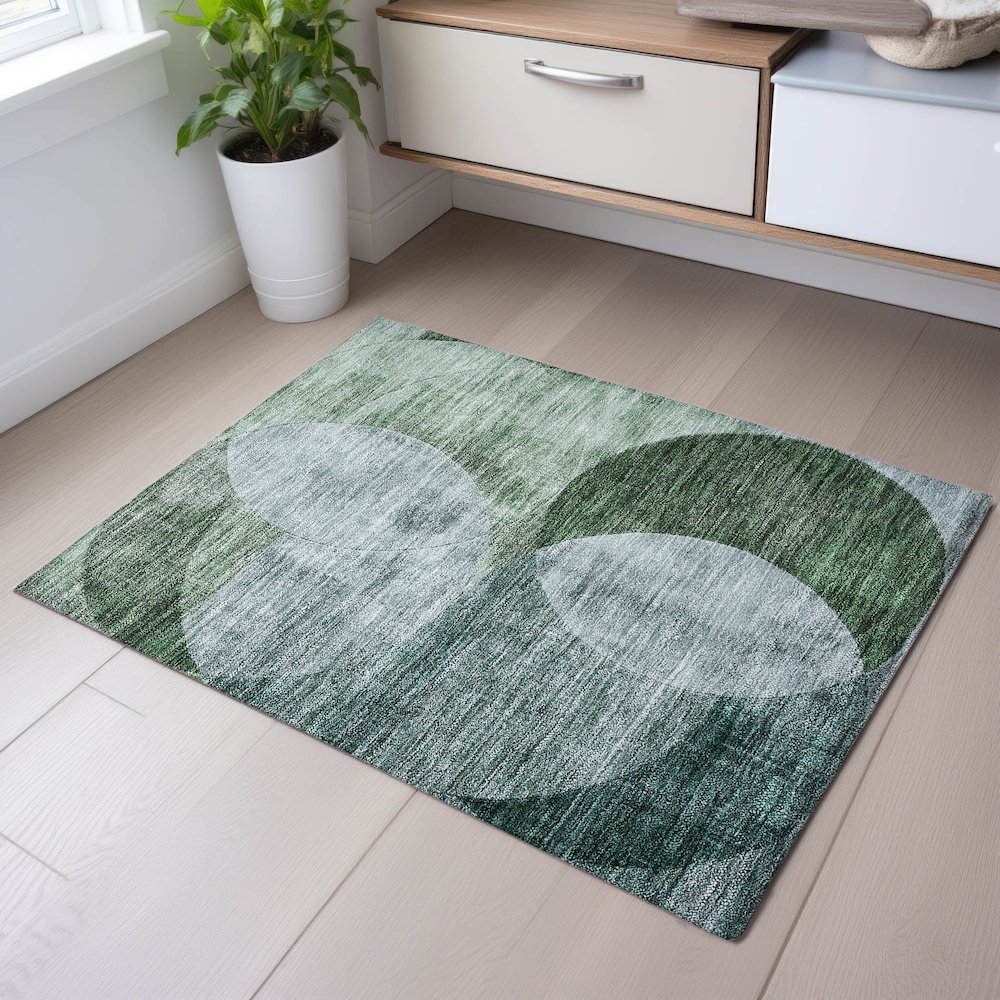 Premium Machine Washable Mayfield AMF1140 Seafoam 1'8" x 2'6" Rug. Picture 5