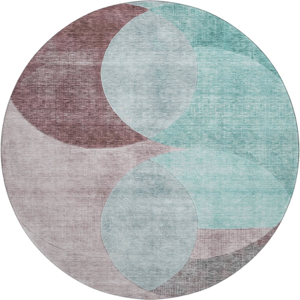 Premium Machine Washable Mayfield AMF1140 Teal 8' x 8' Round Rug. Picture 1