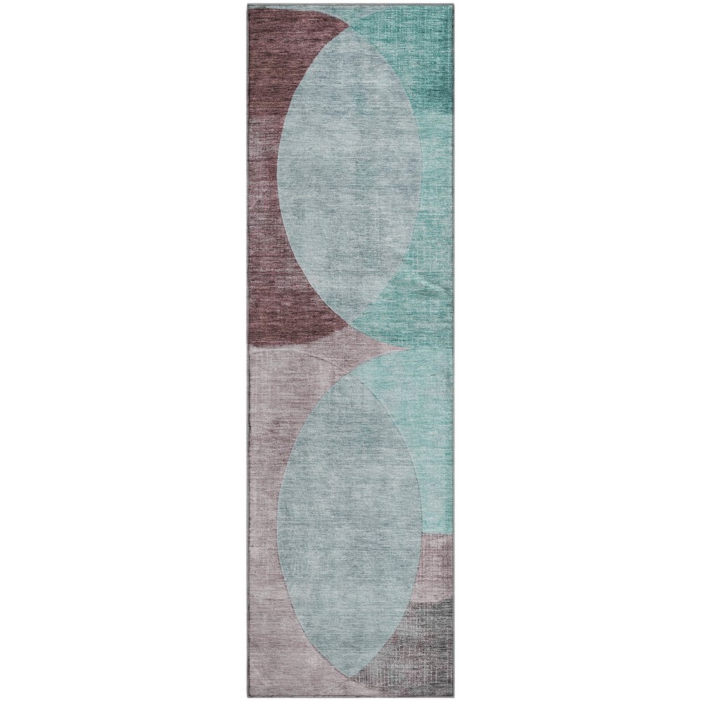 Premium Machine Washable Mayfield AMF1140 Teal 2'3" x 7'6" Runner Rug. Picture 1