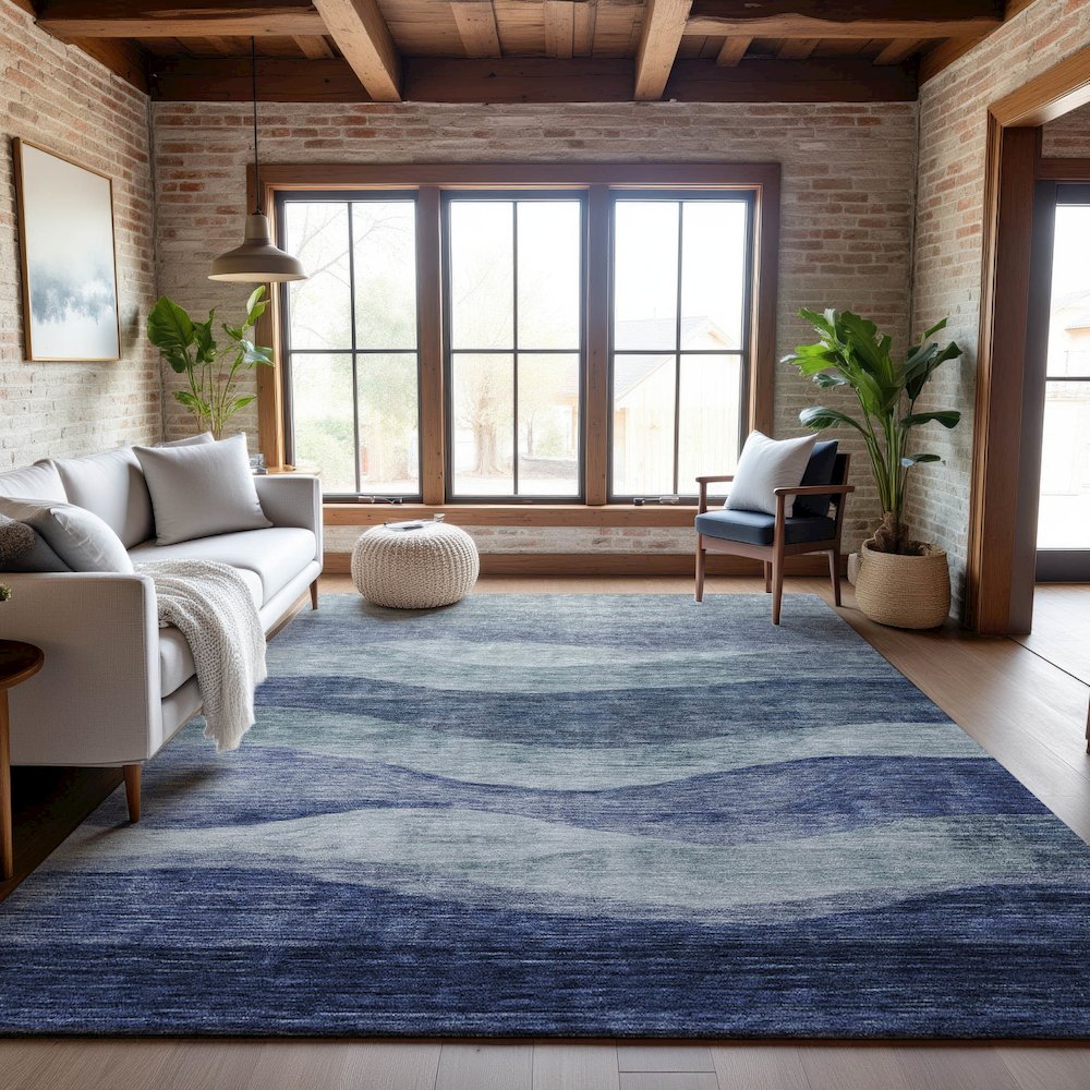 Premium Machine Washable Mayfield AMF1141 Blue 2'6" x 3'10" Rug. Picture 5