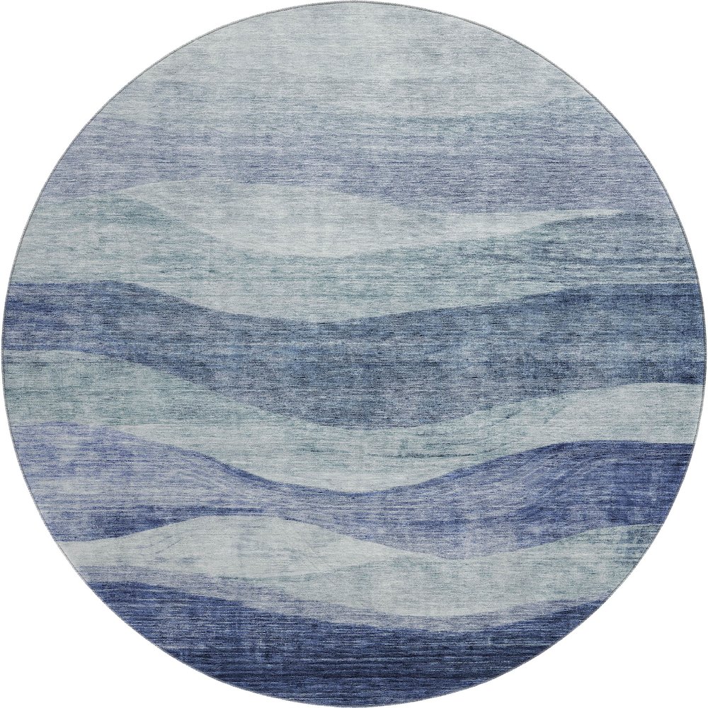 Premium Machine Washable Mayfield AMF1141 Blue 8' x 8' Round Rug. Picture 1