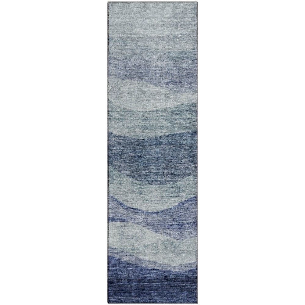 Premium Machine Washable Mayfield AMF1141 Blue 2'3" x 7'6" Runner Rug. Picture 1