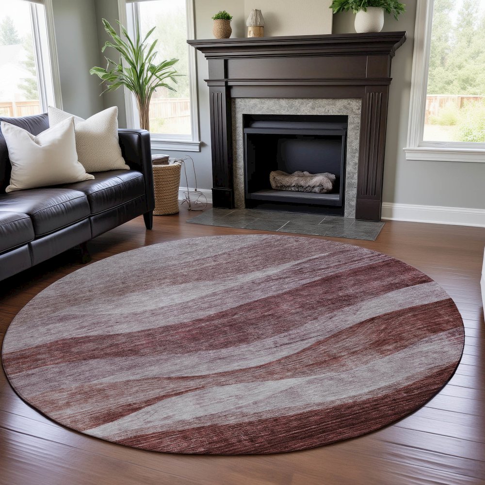 Premium Machine Washable Mayfield AMF1141 Blush 8' x 8' Round Rug. Picture 5