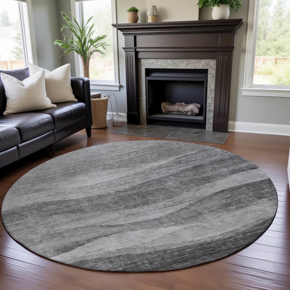 Premium Machine Washable Mayfield AMF1141 Gray 8' x 8' Round Rug. Picture 5