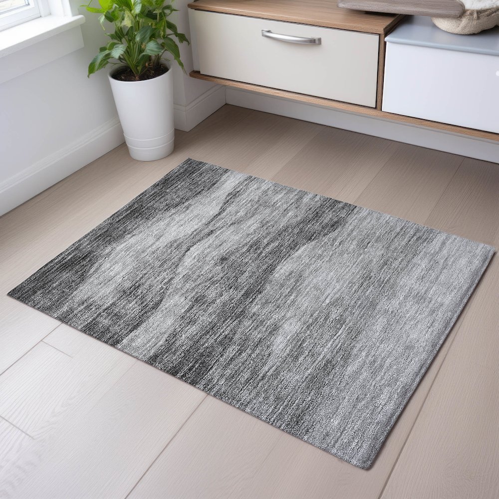 Premium Machine Washable Mayfield AMF1141 Gray 1'8" x 2'6" Rug. Picture 5