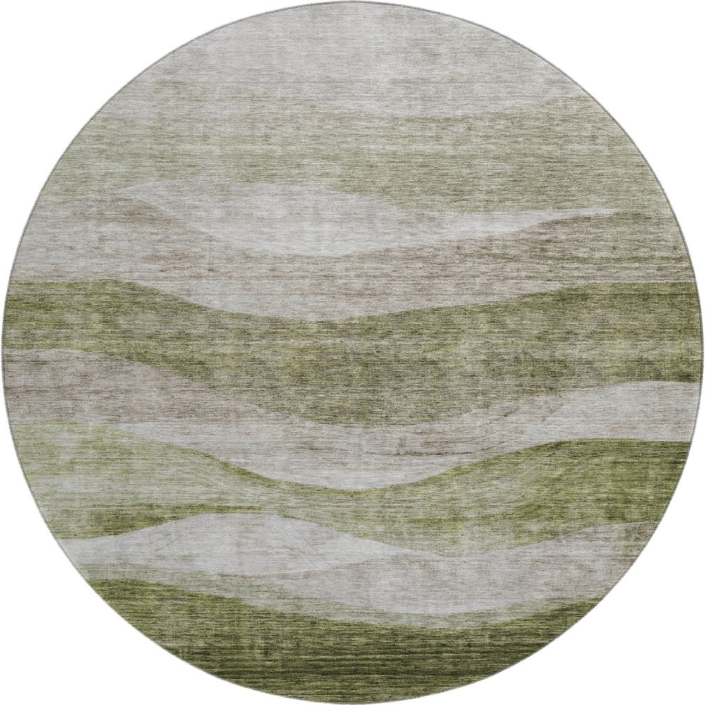 Premium Machine Washable Mayfield AMF1141 Green 8' x 8' Round Rug. Picture 1