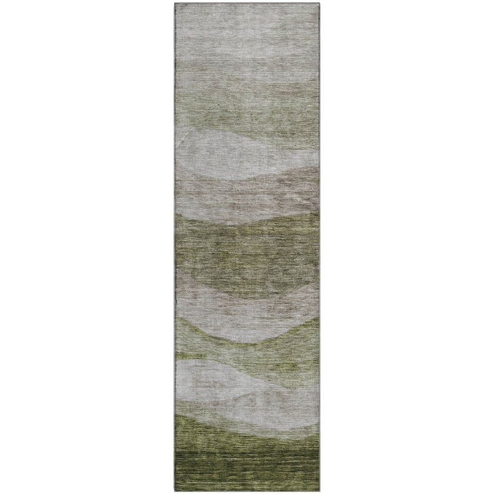 Premium Machine Washable Mayfield AMF1141 Green 2'3" x 7'6" Runner Rug. Picture 1