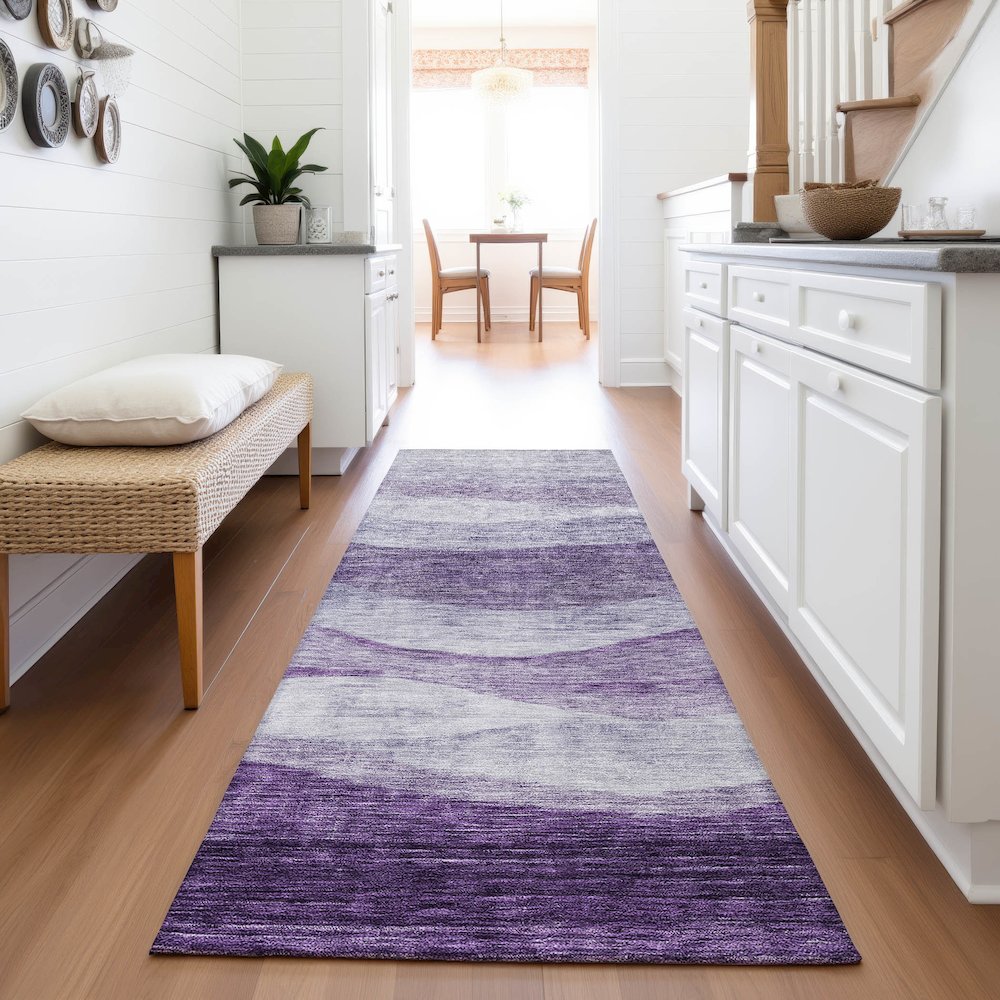 Premium Machine Washable Mayfield AMF1141 Lavender 2'3" x 7'6" Runner Rug. Picture 5