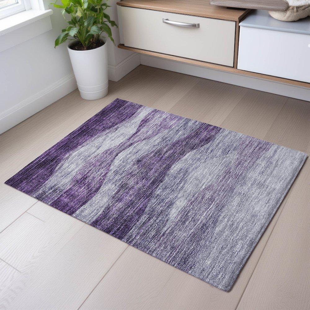 Premium Machine Washable Mayfield AMF1141 Lavender 1'8" x 2'6" Rug. Picture 5