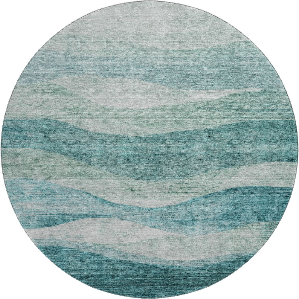 Premium Machine Washable Mayfield AMF1141 Seafoam 8' x 8' Round Rug. Picture 1