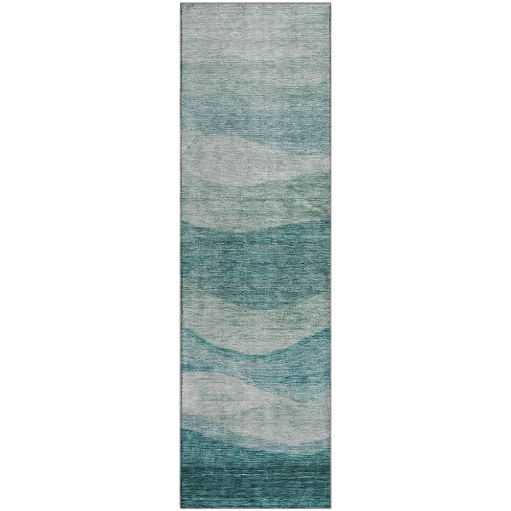 Premium Machine Washable Mayfield AMF1141 Seafoam 2'3" x 7'6" Runner Rug. Picture 1