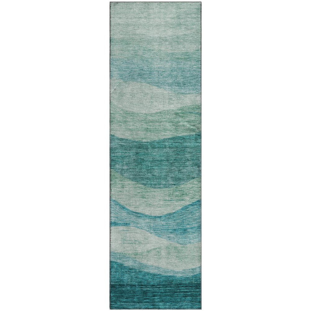 Premium Machine Washable Mayfield AMF1141 Teal 2'3" x 7'6" Runner Rug. Picture 1