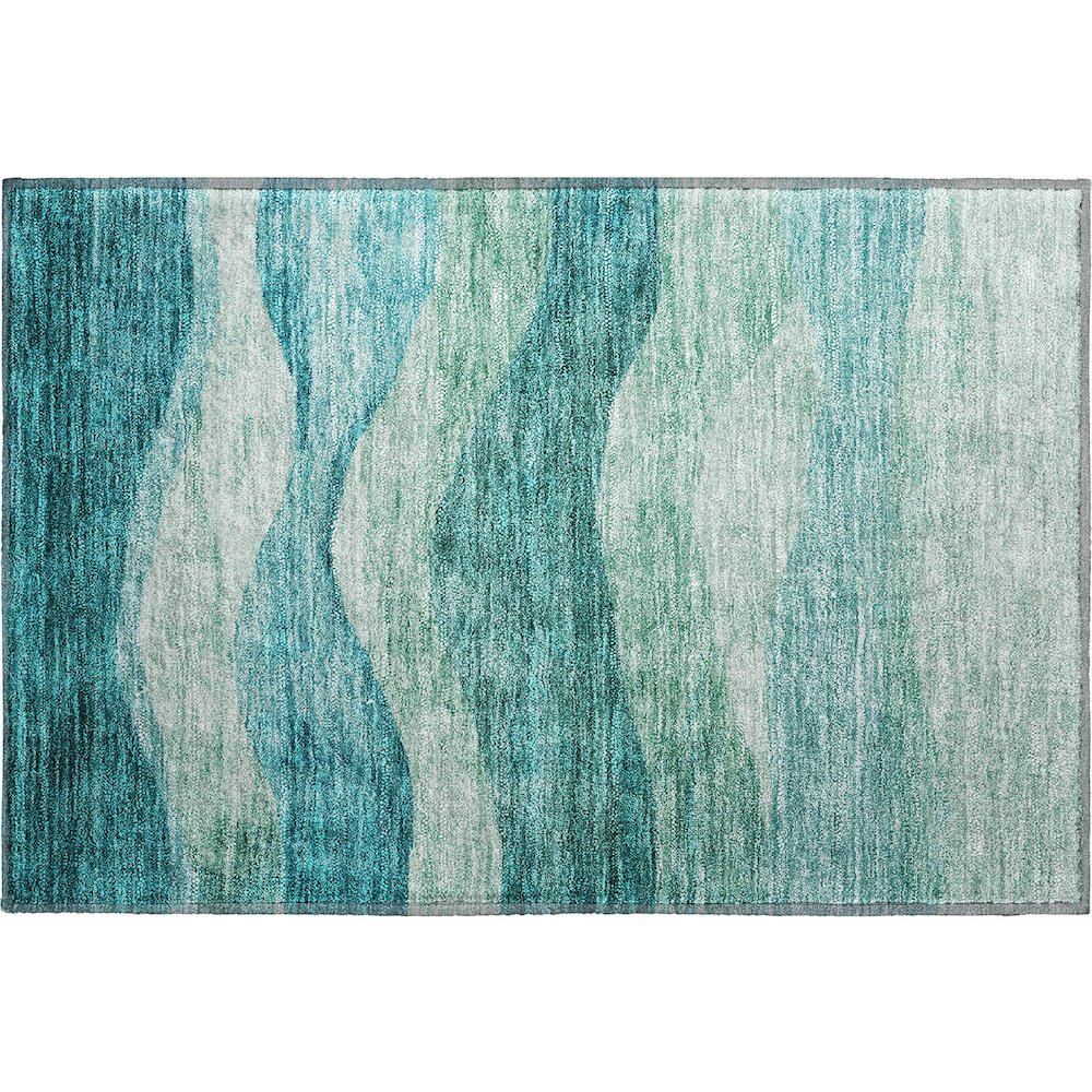 Premium Machine Washable Mayfield AMF1141 Teal 1'8" x 2'6" Rug. Picture 1