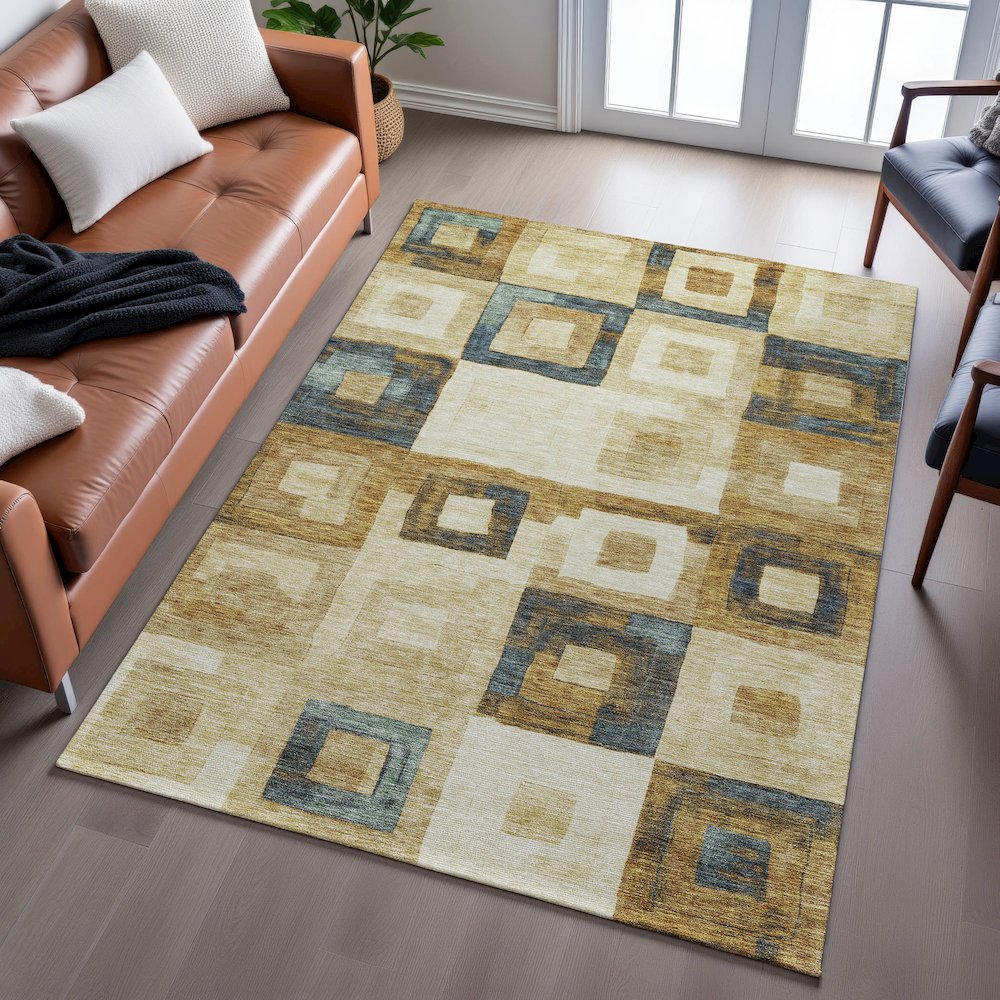 Premium Machine Washable Mayfield AMF1142 Beige 2'6" x 3'10" Rug. Picture 6
