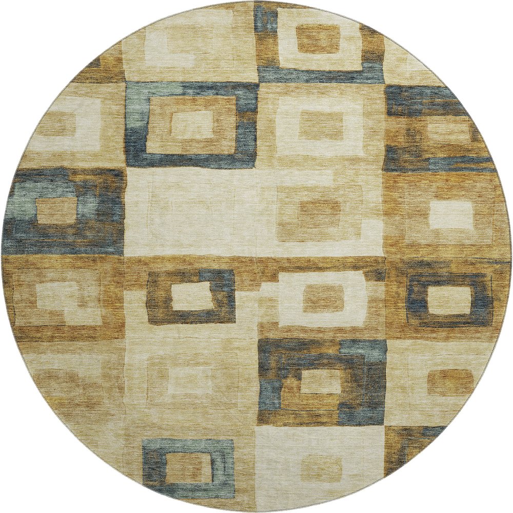 Premium Machine Washable Mayfield AMF1142 Beige 8' x 8' Round Rug. Picture 1